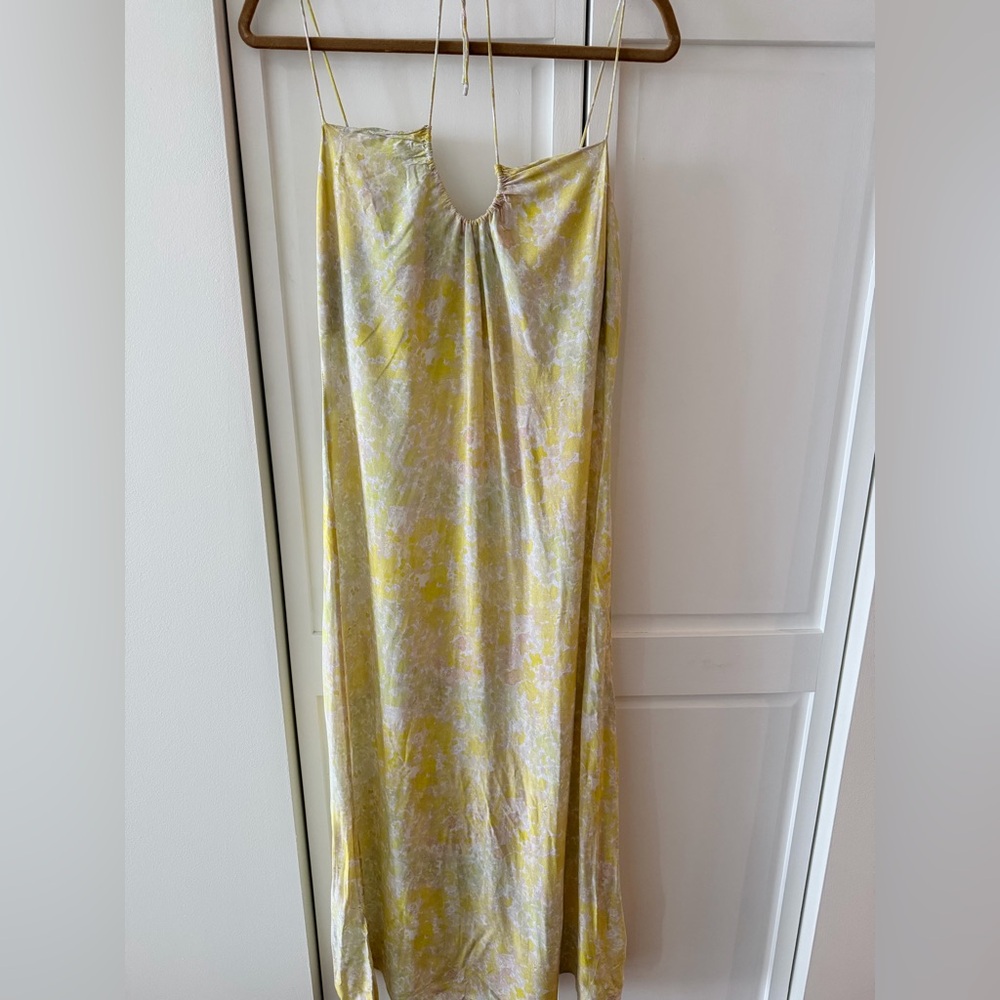 Yellow Floral Slip Maxi Dress - Unbranded
